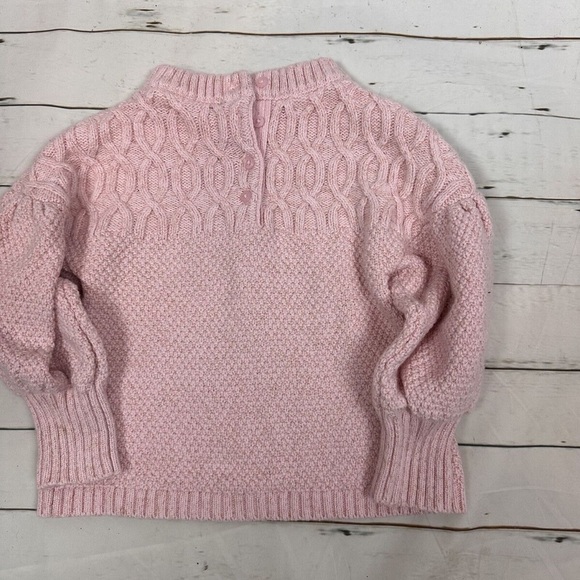 Janie and Jack Girls Sparkle pink puff sleeve knit sweater size 18-24 m - Picture 3 of 4